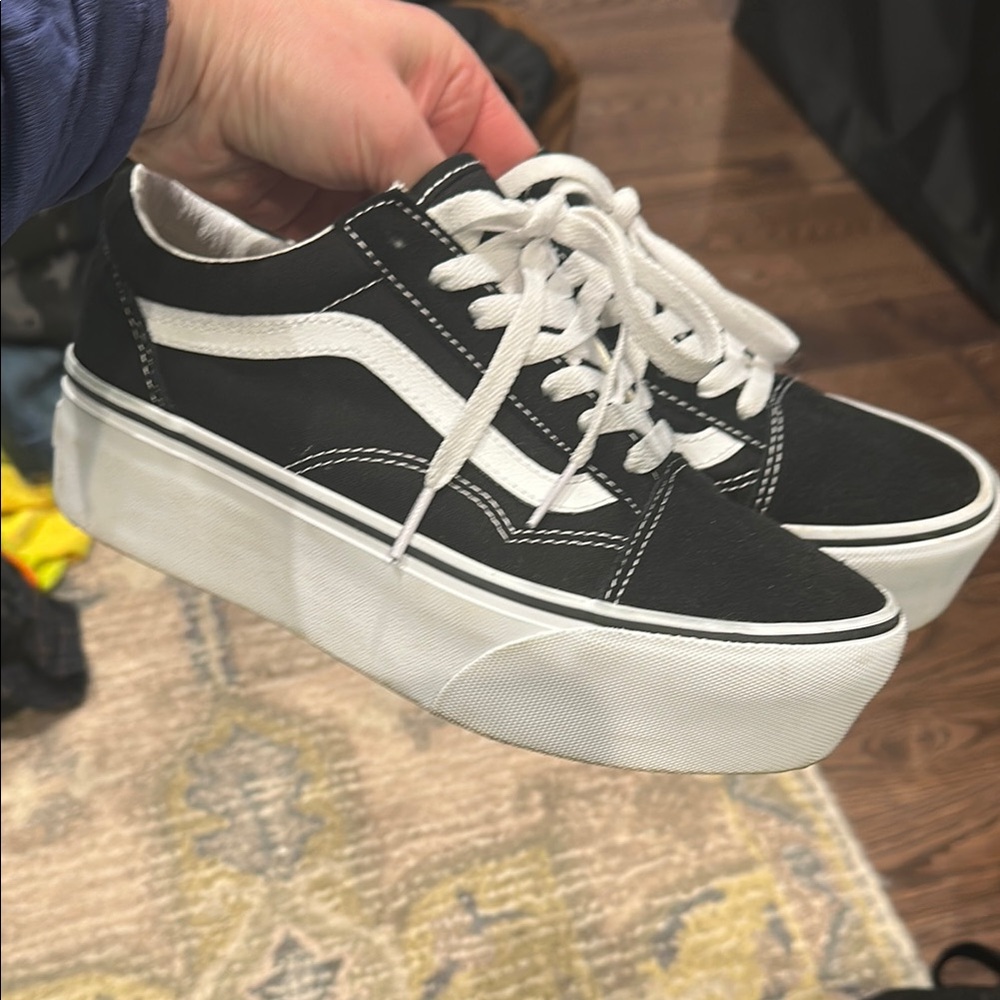 Vans Black and White Platform Sneakers